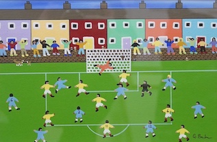 Gordon Barker (b.1960), acrylic on paper, ‘Fantastic Match’, signed, 19 x 29cm. Condition - good